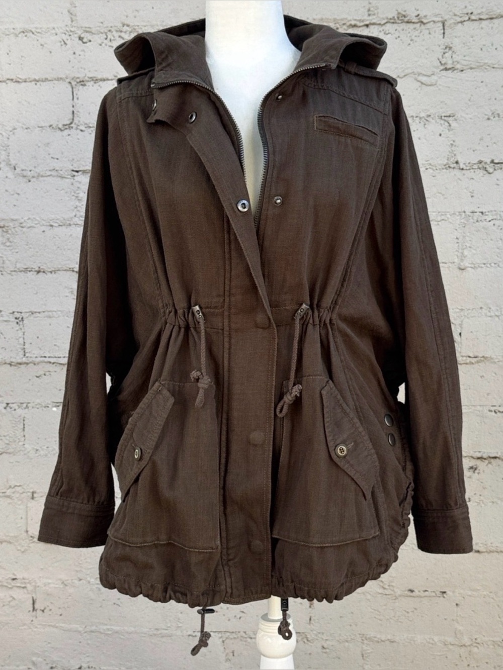 Free People Utility Jacket Faded Olive Brown Size S